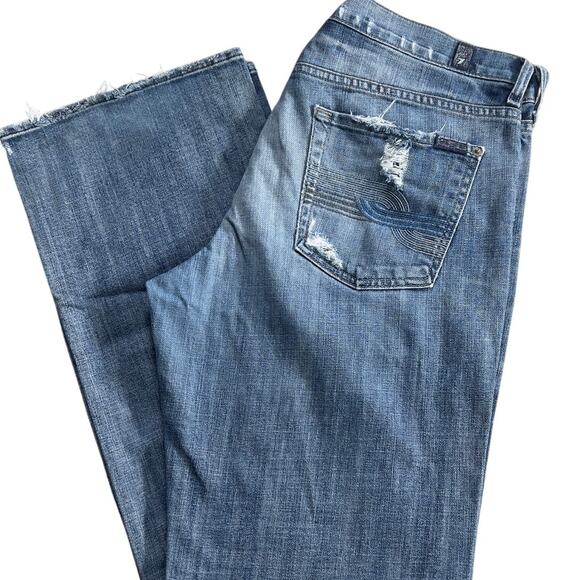 Men7 For All Mankind jean Vintage Y2K  button fly boot cut relaxed distressed - Picture 1 of 9
